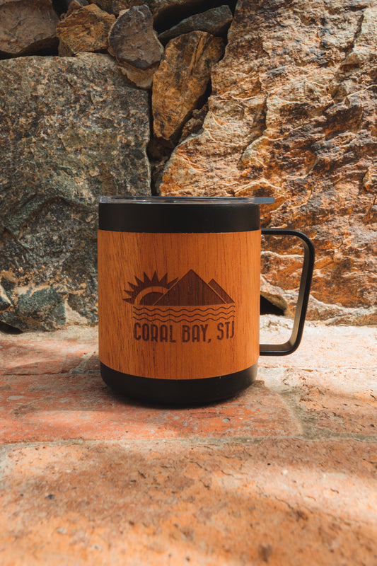 Coral Bay, STJ Wood Engraved Camp Mug
