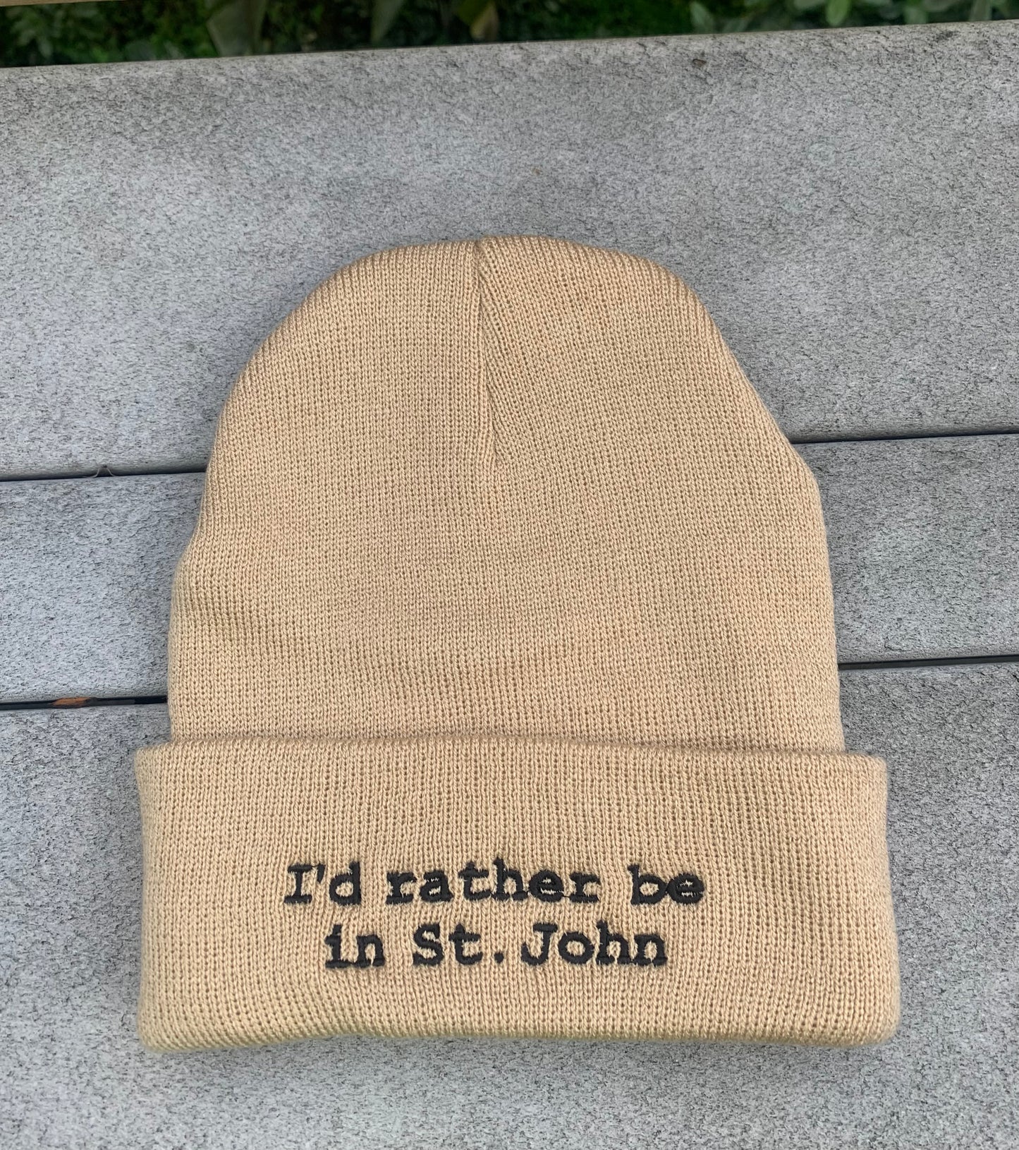 "I'd Rather Be in St. John" beanie stocking cap